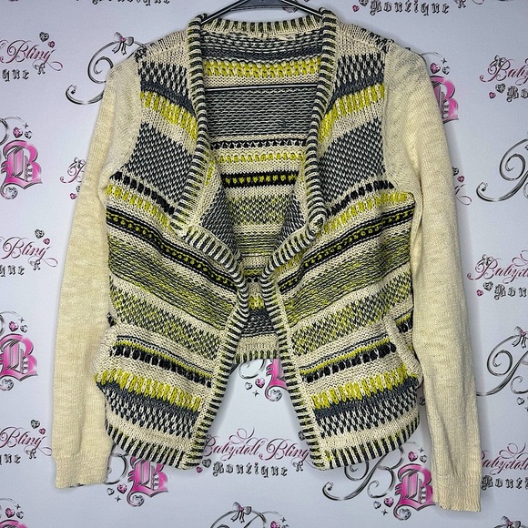 Moth cardigan knit crochet sparkly gold thread boho warm cozy pockets green luxe - Picture 1 of 15
